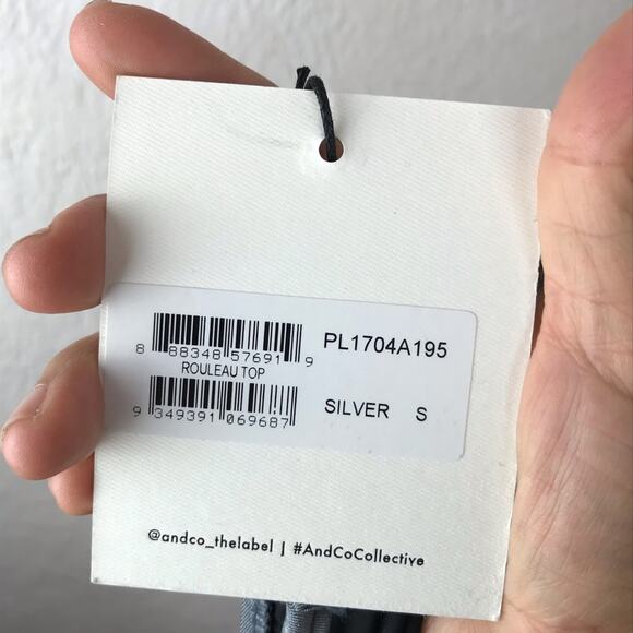 Andco And Co The Label  Women's Silver Grey Bikini Rouleau Top Size Small - Picture 4 of 6